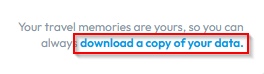 Download my data - download a copy of your data